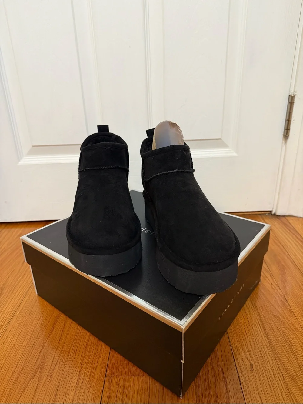 NEW Madden Girl Black Suede Platform Ankle Boots